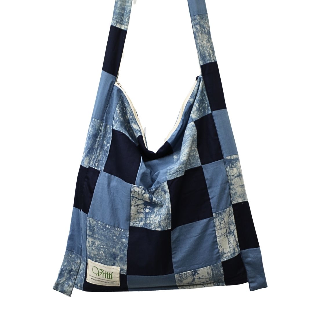 Blue Patchwork Cotton Jhola Bag