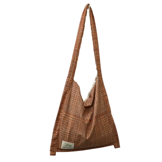 Rust Checkered Sustainable Cotton Shoulder Bag