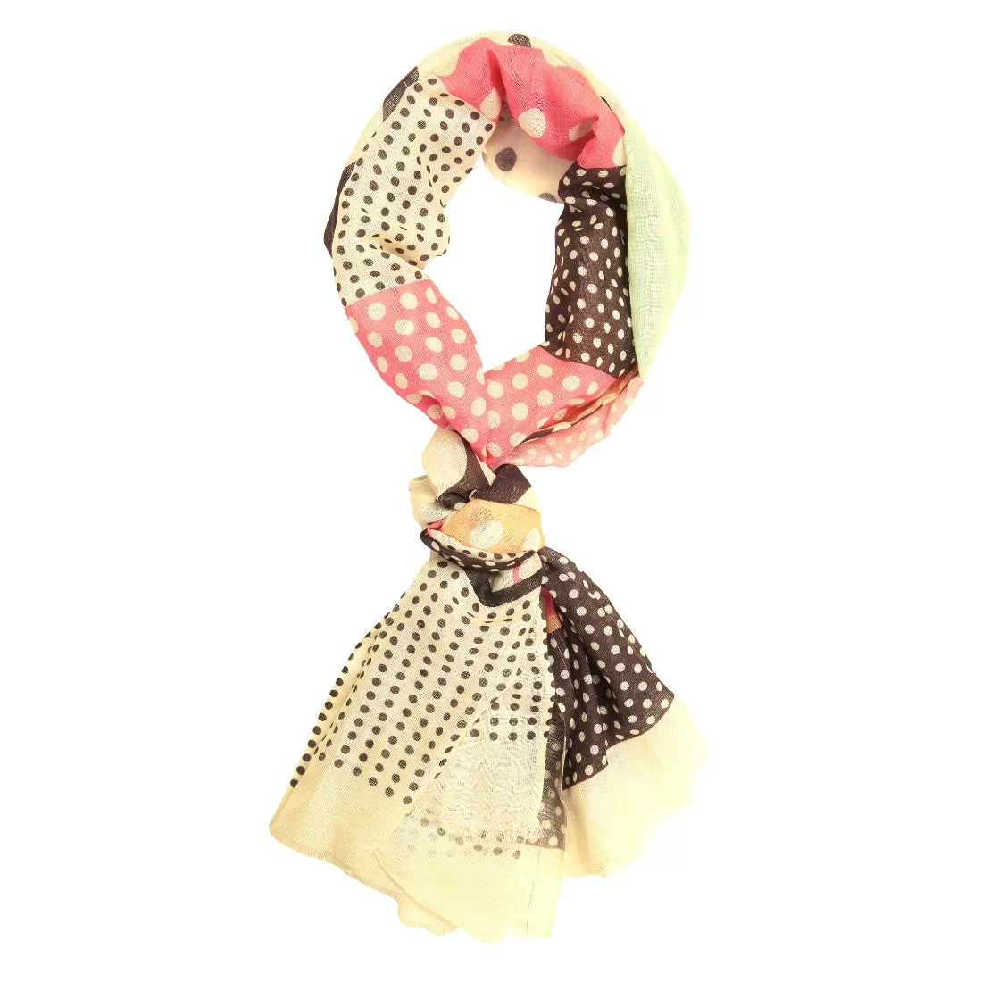Digital Print Linen Scarf – Polka Dot Multicolour | Handwoven Natural Fibre Wrap