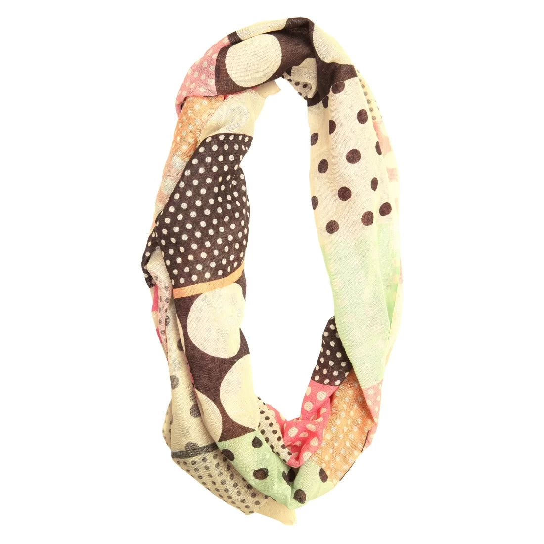 Digital Print Linen Scarf – Polka Dot Multicolour | Handwoven Natural Fibre Wrap