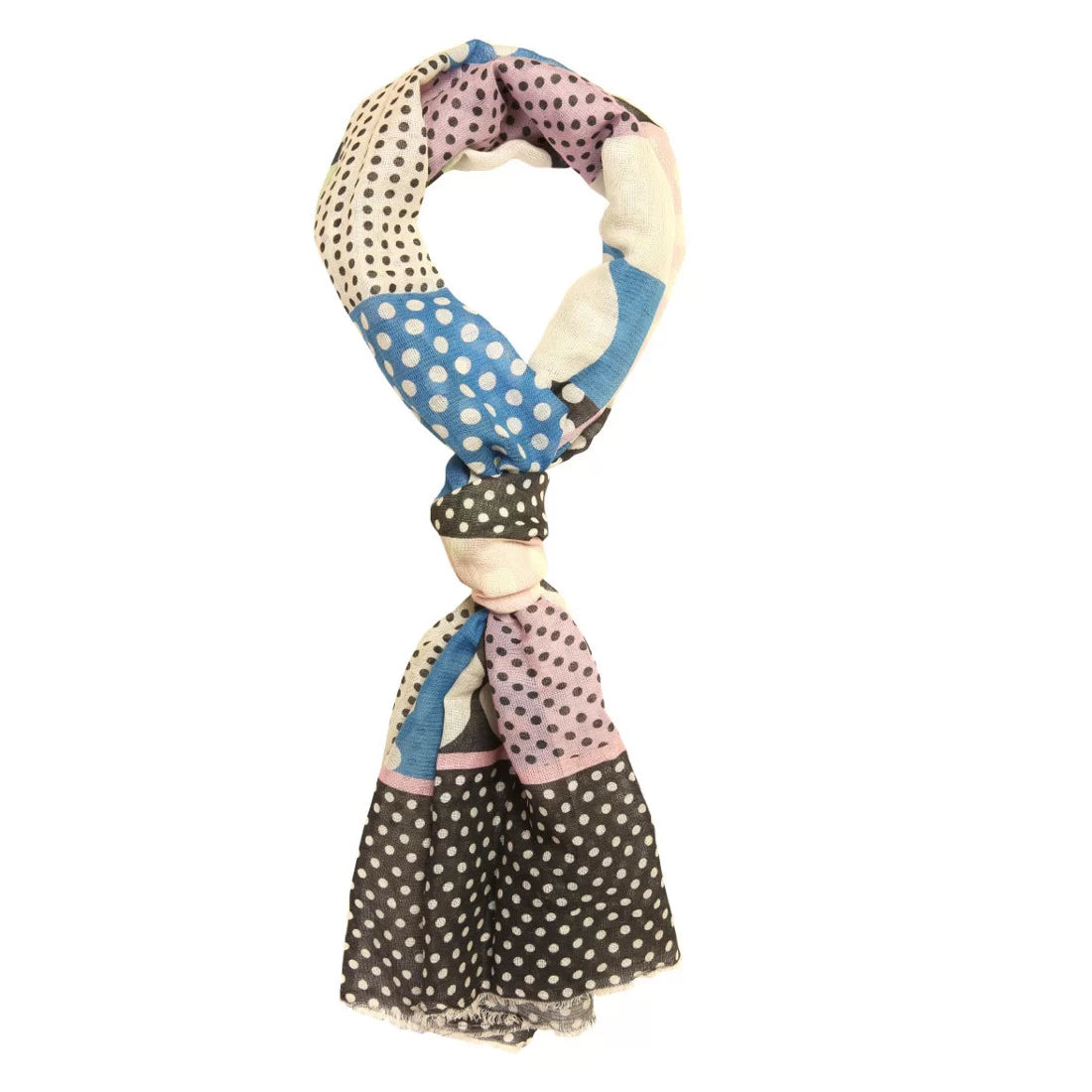 Digital Print Polka Dot Linen Scarf – Handwoven, All-Season Wear