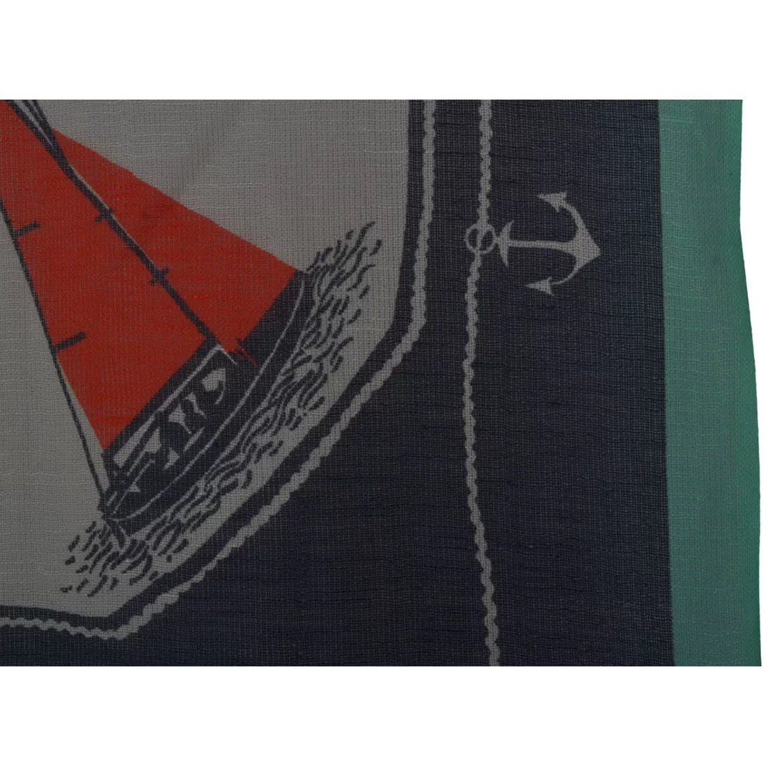 Printed Linen Scarf – Multicolour Boat Print Square
