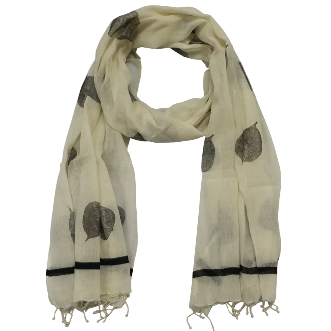 natural leaf print scarf eco fashion cotton scarf

