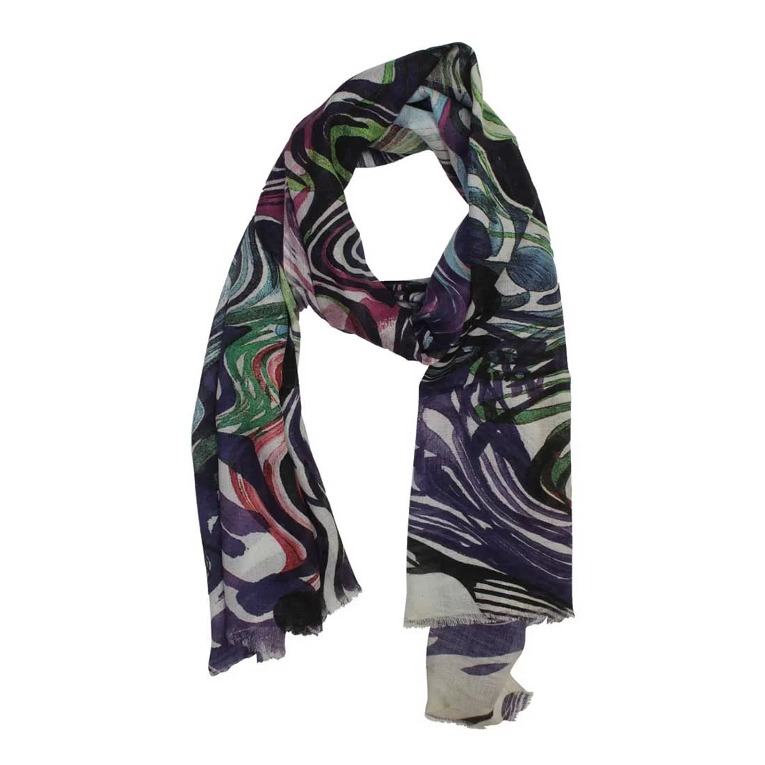 Digital Print Modal Scarf – Multicolour Wave Design