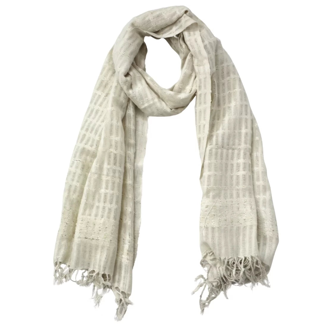 Handloom Nettle Cotton Scarf | Natural Kora | Handwoven Eco-Friendly Scarf for Dyeing & Daily Wear