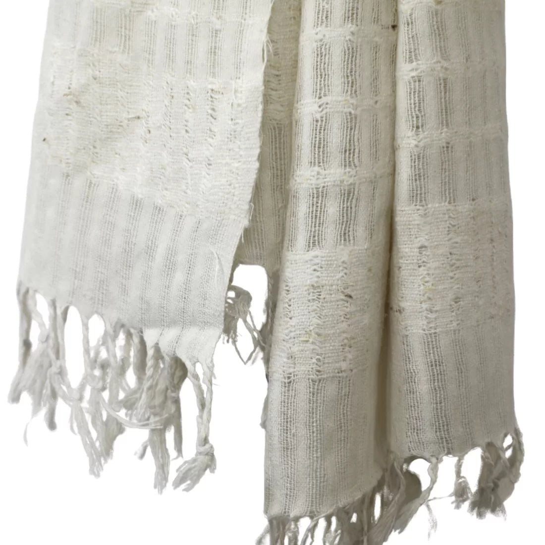 Handloom Nettle Cotton Scarf | Natural Kora | Handwoven Eco-Friendly Scarf for Dyeing & Daily Wear