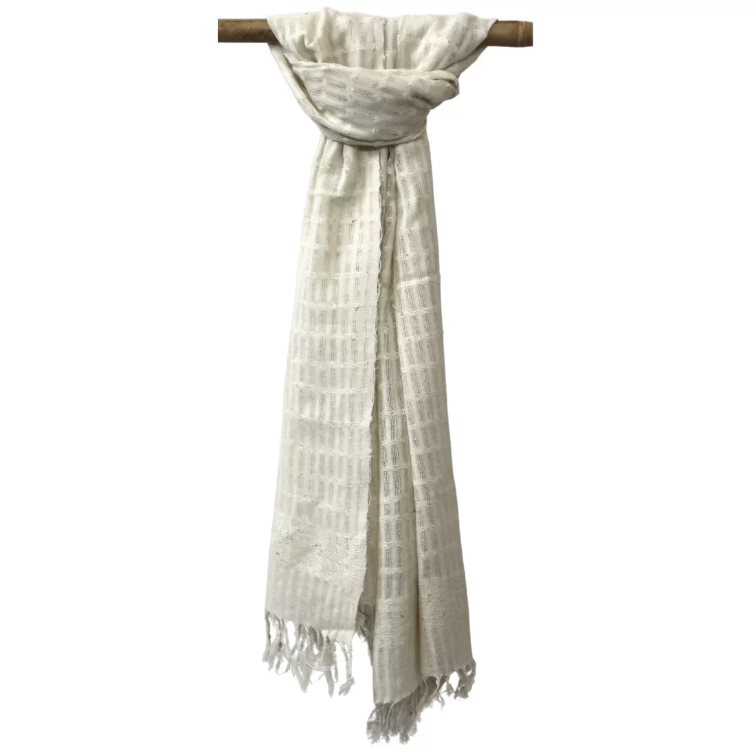 Handloom Nettle Cotton Scarf | Natural Kora | Handwoven Eco-Friendly Scarf for Dyeing & Daily Wear