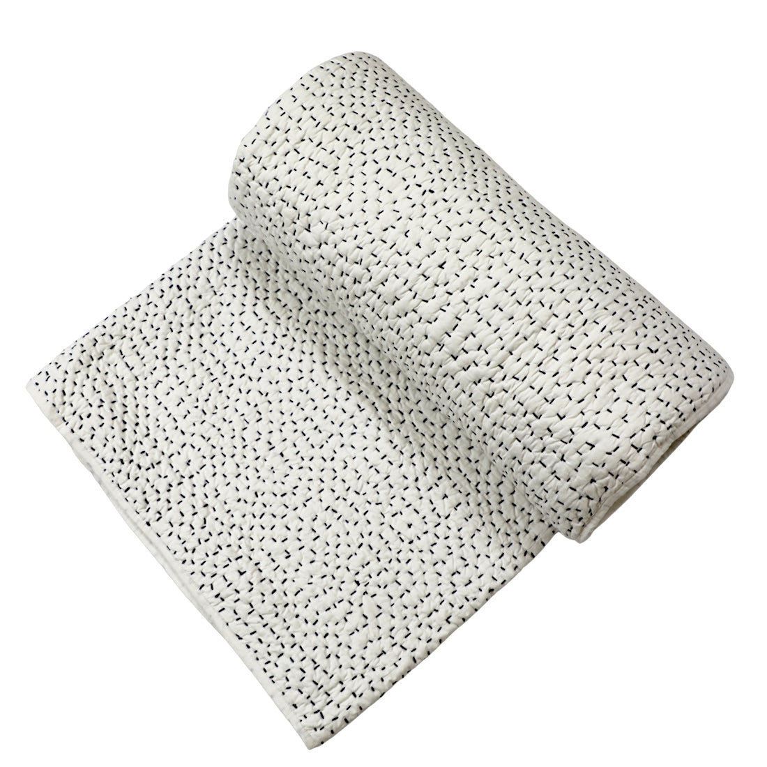 White Cotton Kantha Quilt