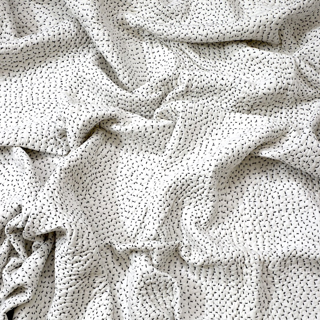 White Cotton Kantha Quilt