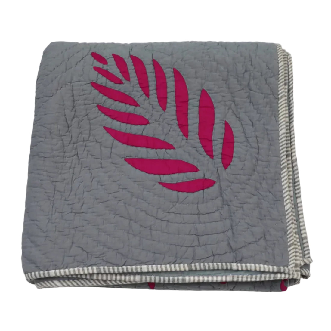 Grey Quilt Queen Size | Handcrafted Cotton Appliqué Quilt