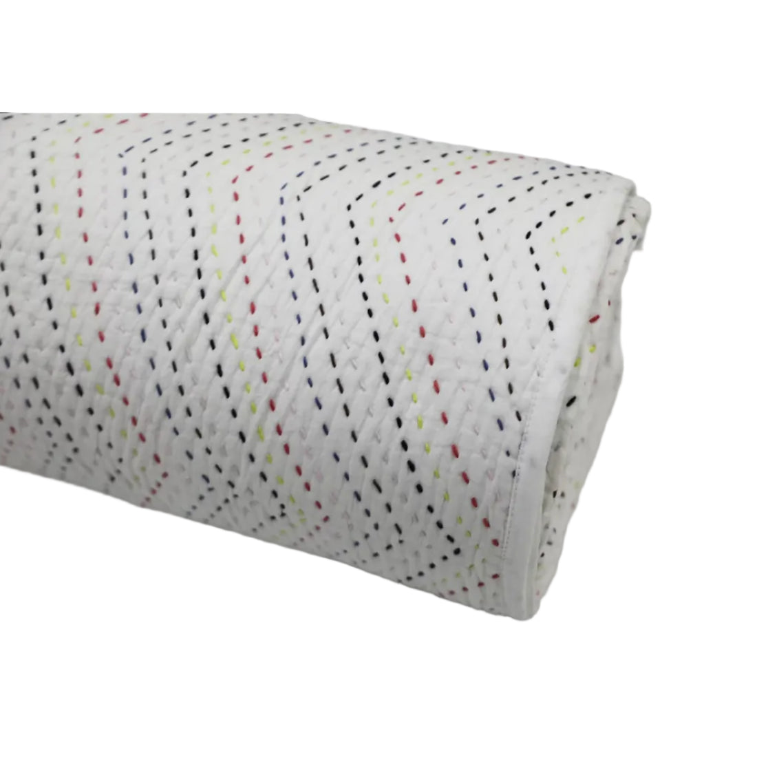 Multicolour Kantha Quilt in Organic Cotton – Handstitched by Indian Artisans