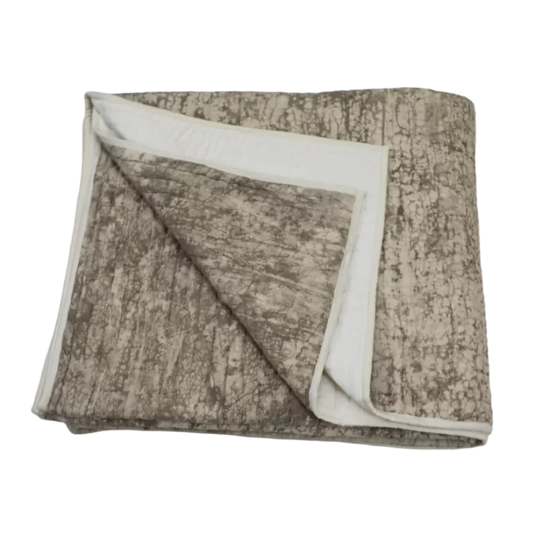 Brown Printed Baby Quilt – Handprinted 100% Cotton Kantha, 40×60 inches