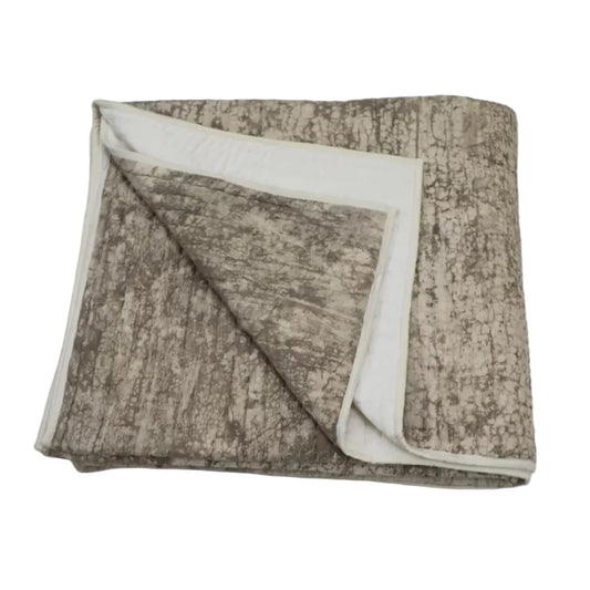 Brown Printed Baby Quilt – Handprinted 100% Cotton Kantha, 40×60 inches