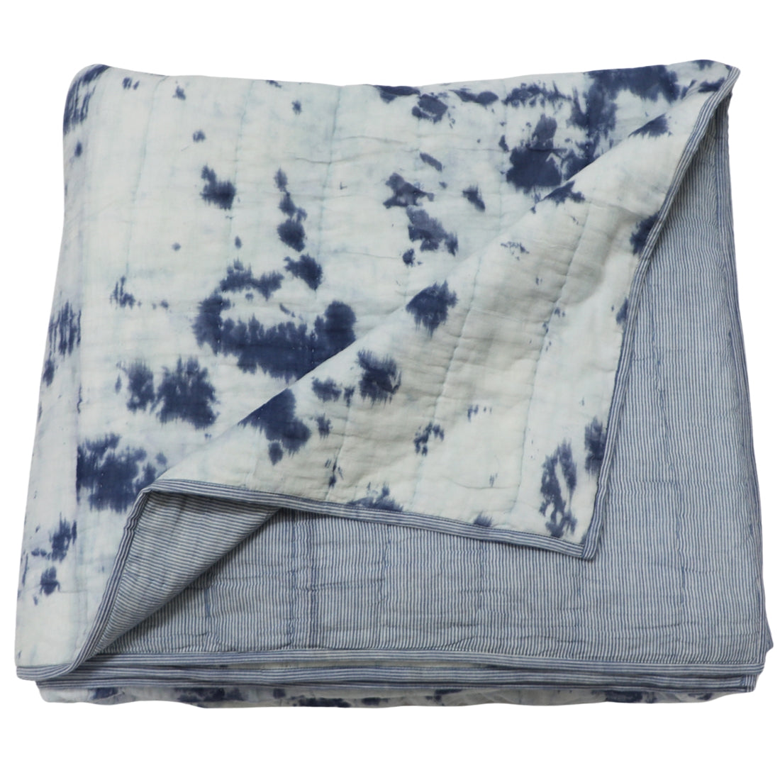 indigo tie & dye cotton quilt for everyday bedding
