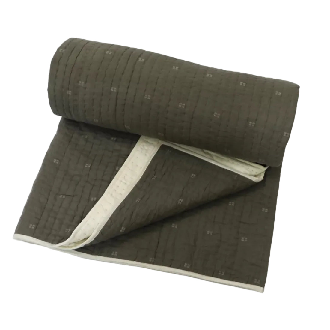 King Size Gray Quilt – Handwoven Jamdani Cotton | Made in India