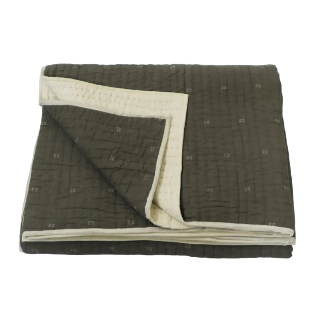 King Size Gray Quilt – Handwoven Jamdani Cotton | Made in India
