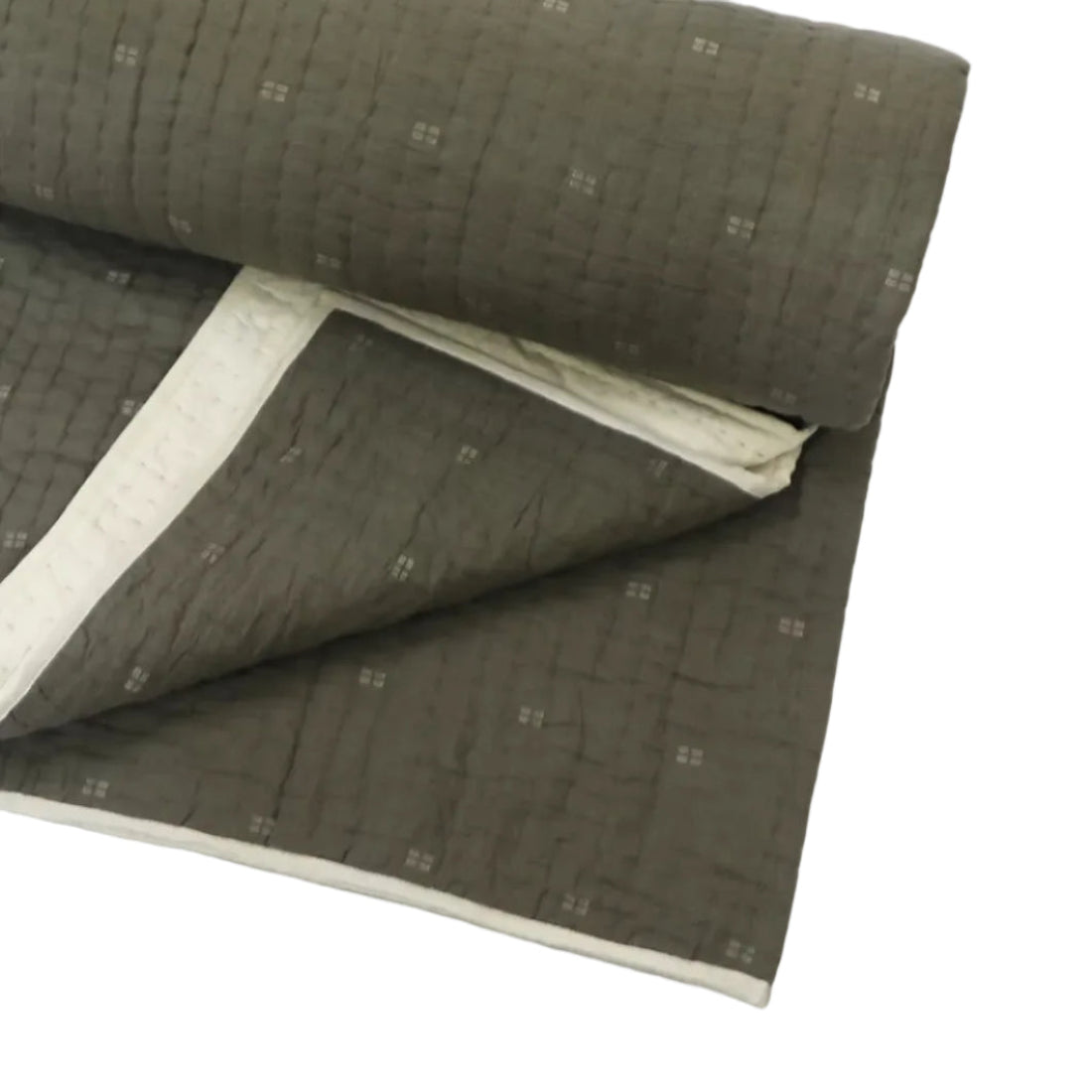 King Size Gray Quilt – Handwoven Jamdani Cotton | Made in India