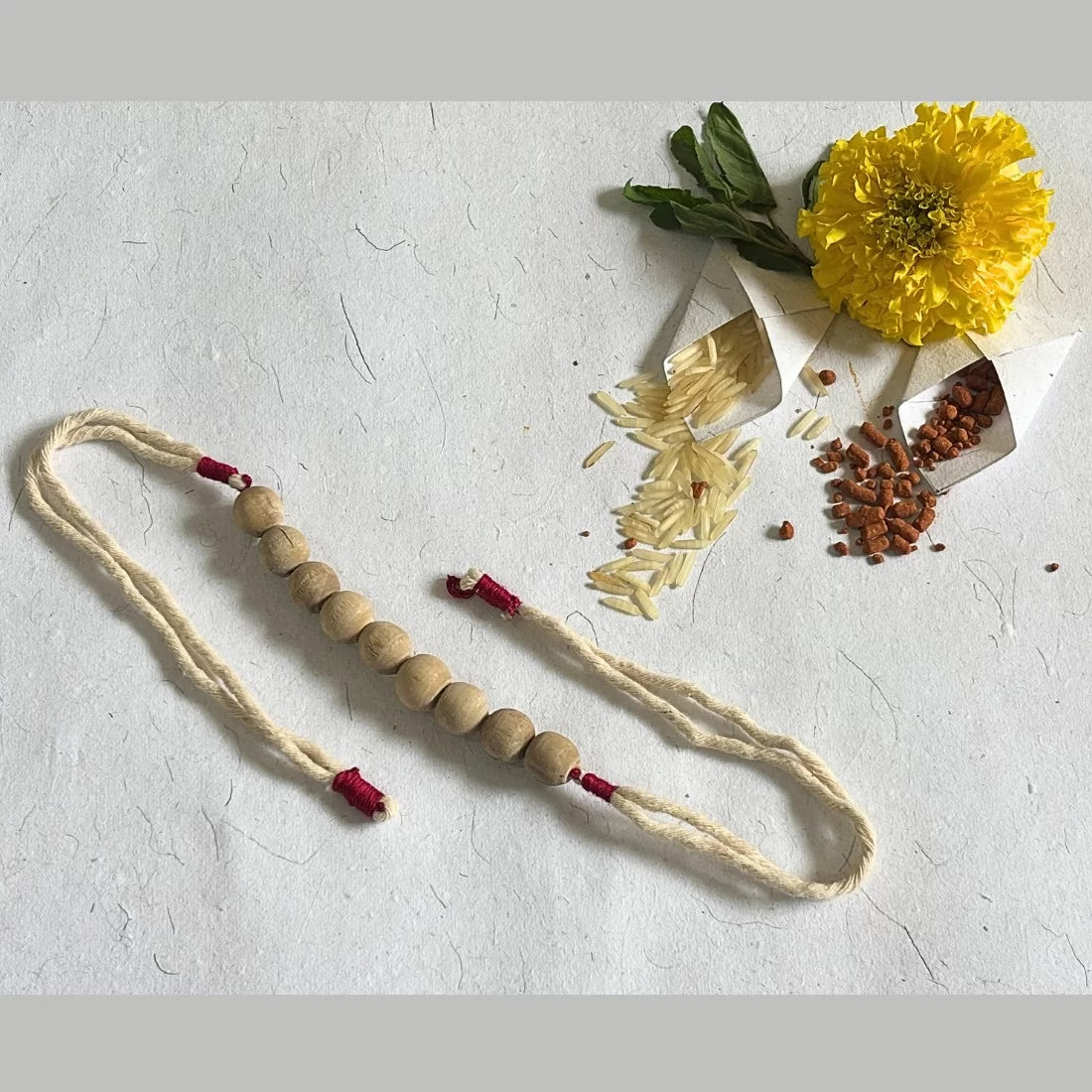 Tulsi Bead Rakhi - Natural Dyed Cotton Threads | Eco-Friendly Rakhi for Brother