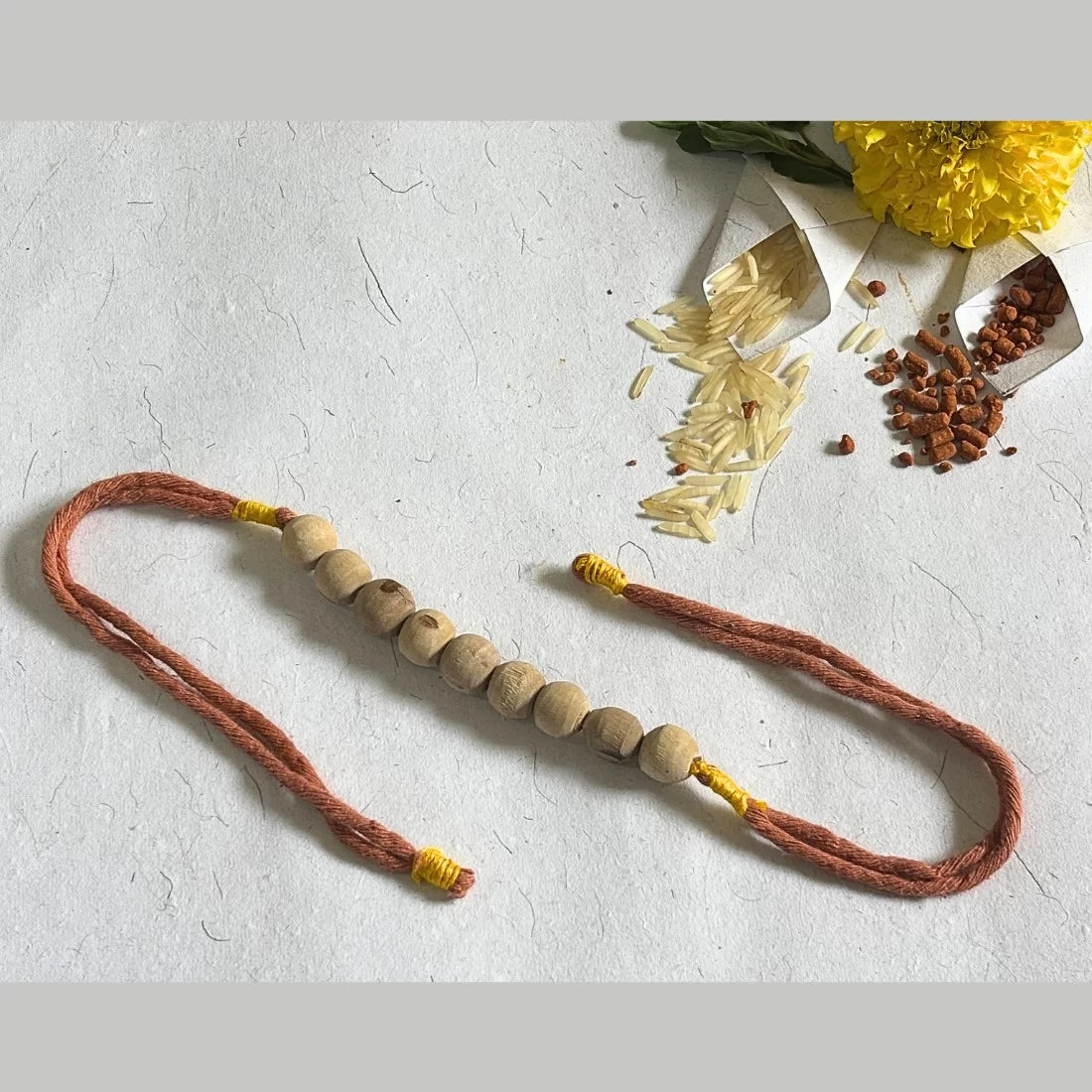 Tulsi Bead Rakhi - Natural Dyed Cotton Threads | Eco-Friendly Rakhi for Brother