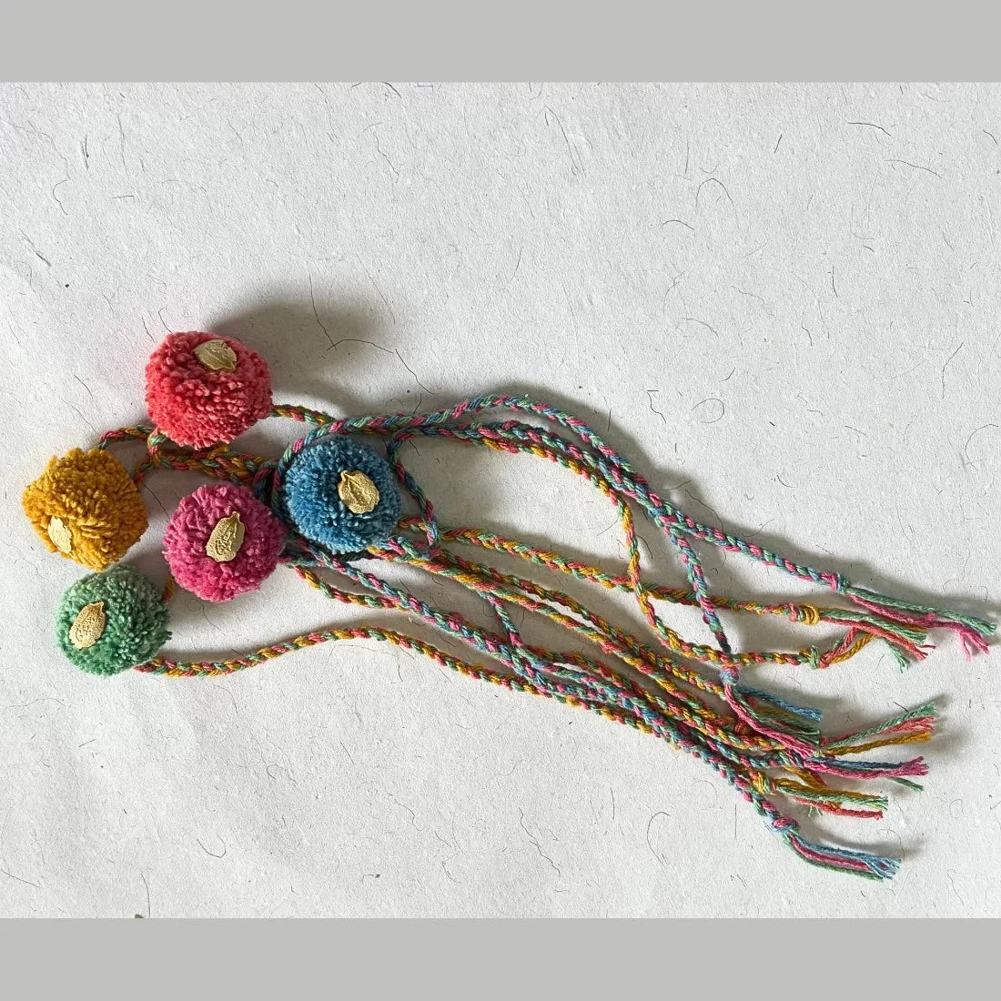 Pom Pom Seed Rakhi - Recycled Yarn Handmade | Set of 3 or Set of 5