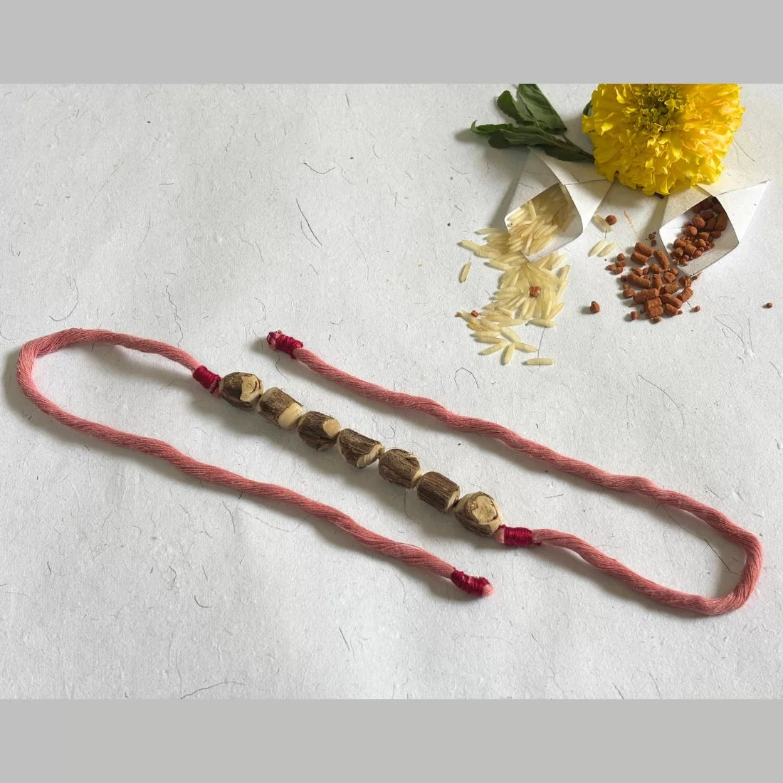 Tulsi Bead Rakhi - 4 Colours | Natural Dyed Cotton | Eco-Friendly