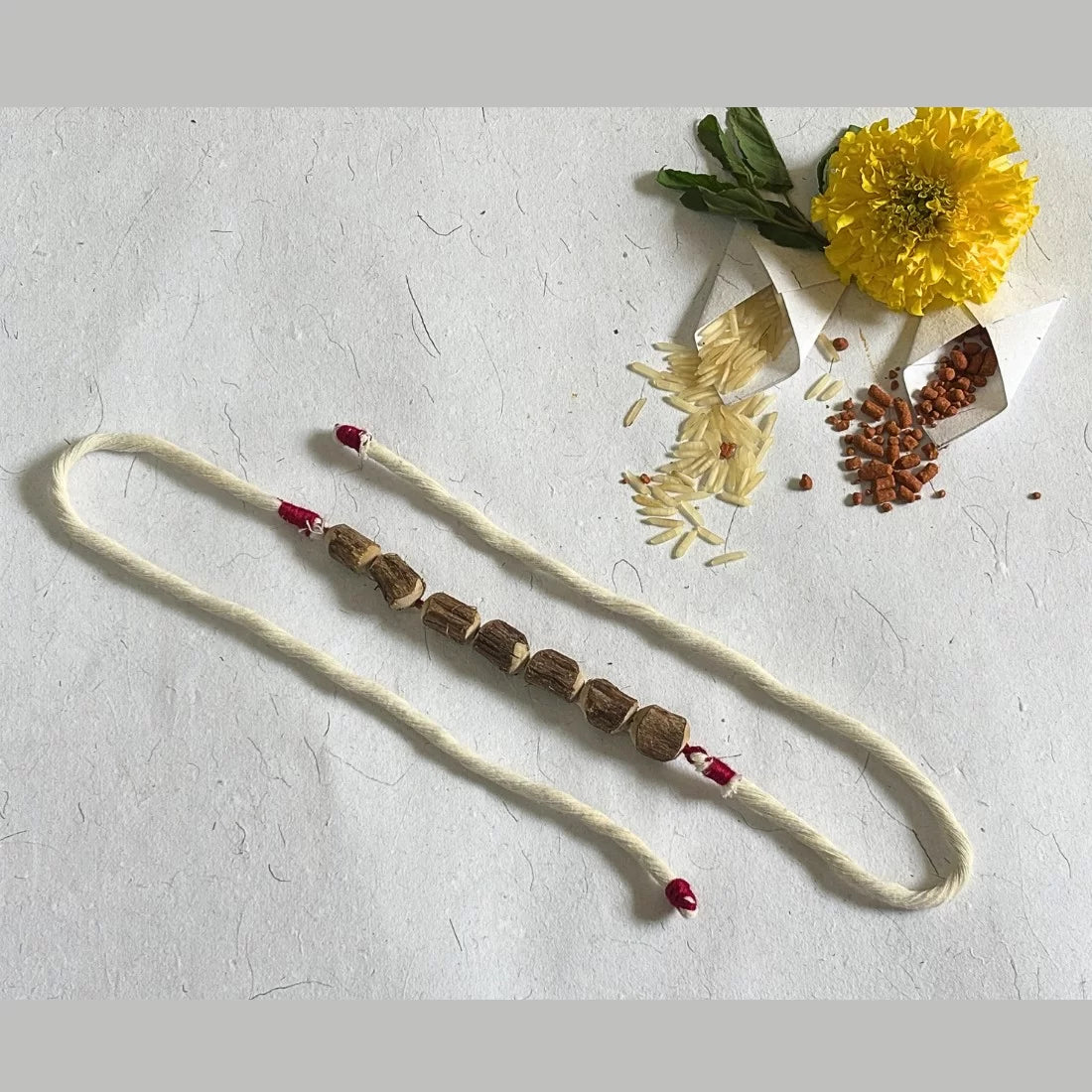 Tulsi Bead Rakhi - 4 Colours | Natural Dyed Cotton | Eco-Friendly
