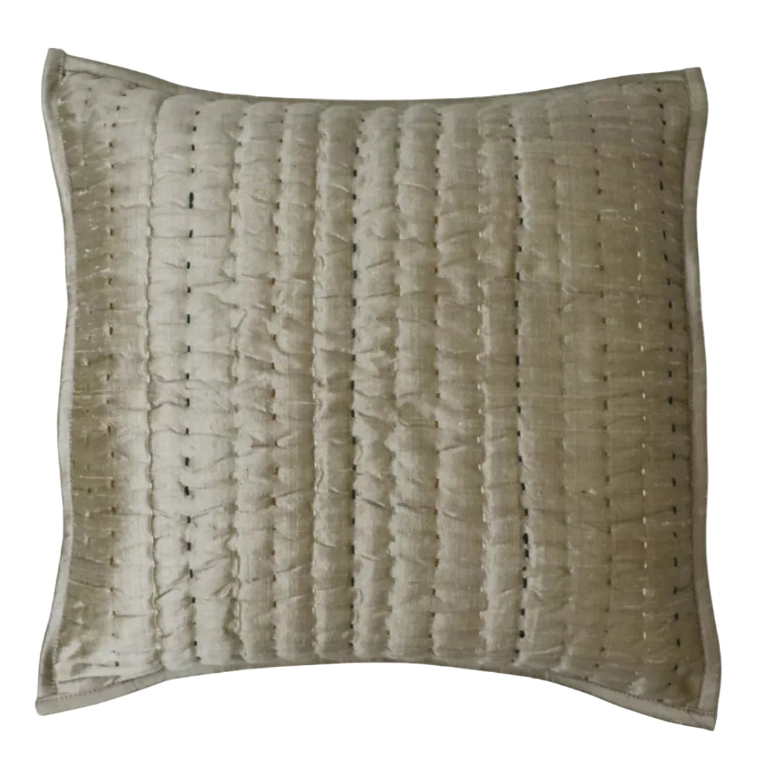 Dual Tone Silk Cushion Cover | Multicolour Kantha Work | House of Swadeshi