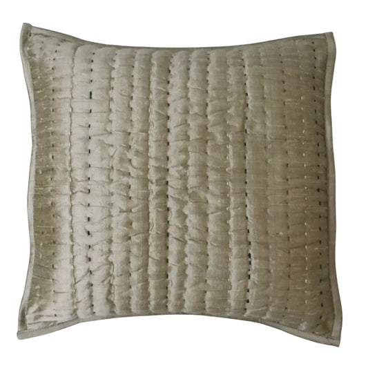 Dual Tone Silk Cushion Cover | Multicolour Kantha Work | House of Swadeshi