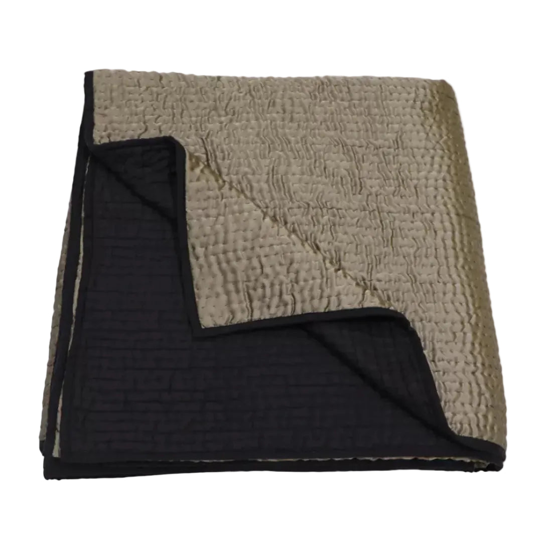 Luxury Silk Quilt in Bronze & Chocolate Brown | Kantha Handcrafted Queen Size