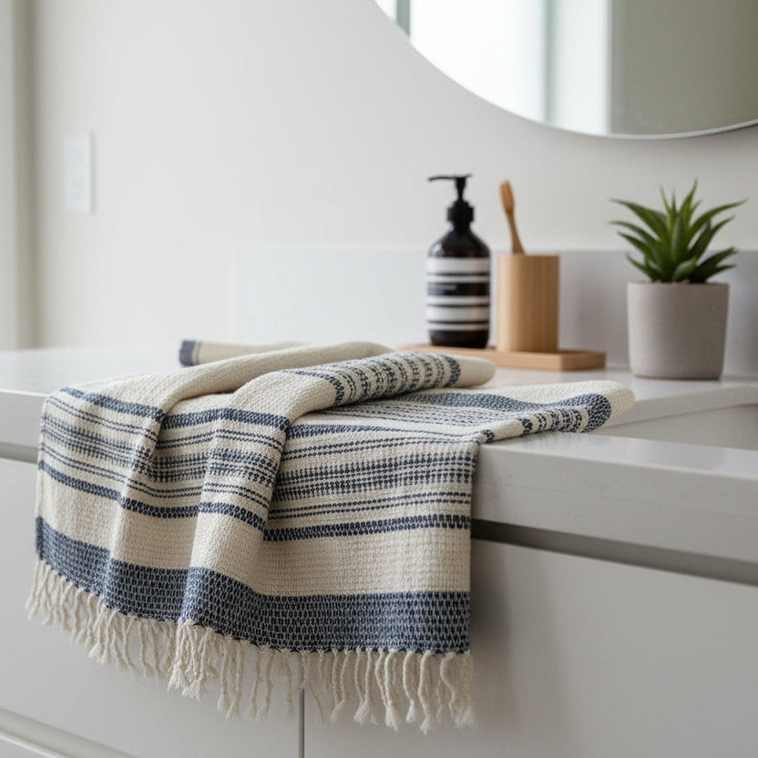 organic cotton handloom towel – calm tone styled for everyday use
