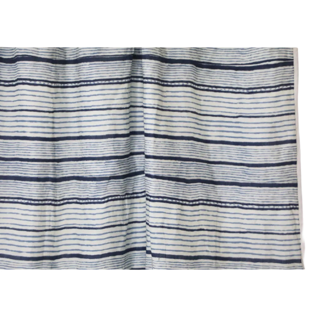Blue Striped Linen Throw — Three-Layer Kantha Embroidery, Handcrafted