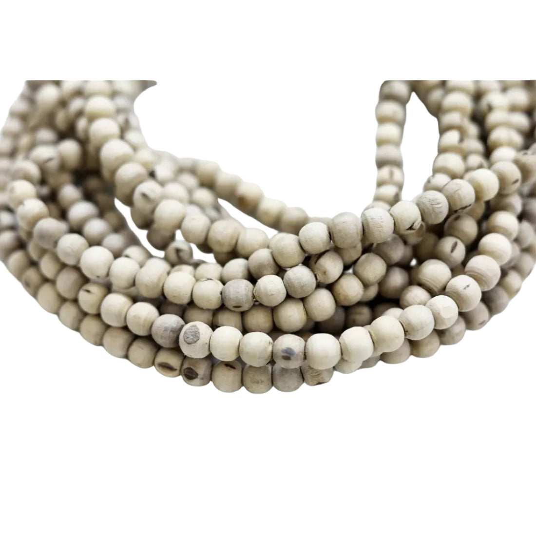 Buy round beads Tulsi Mala handcrafted from sacred Tulsi plant. 1 strand. Smooth & comfortable for meditation, necklace or bracelets. Ayurvedic & spiritual.