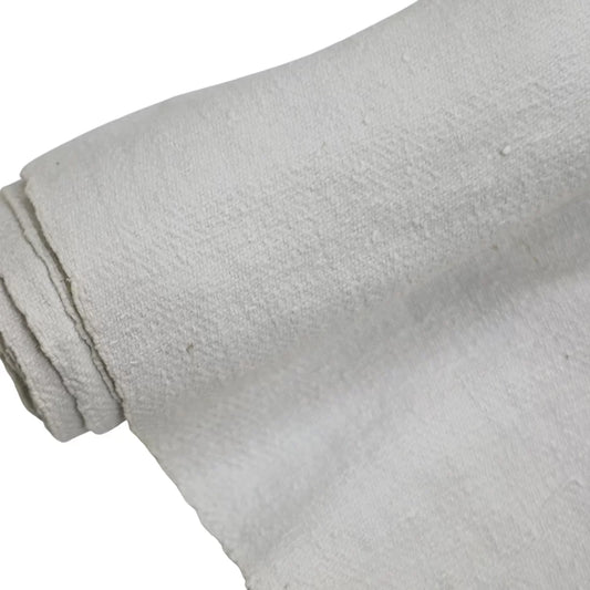 Vintage White Handspun Cotton Throw | Early 20th Century India Pit-Loom