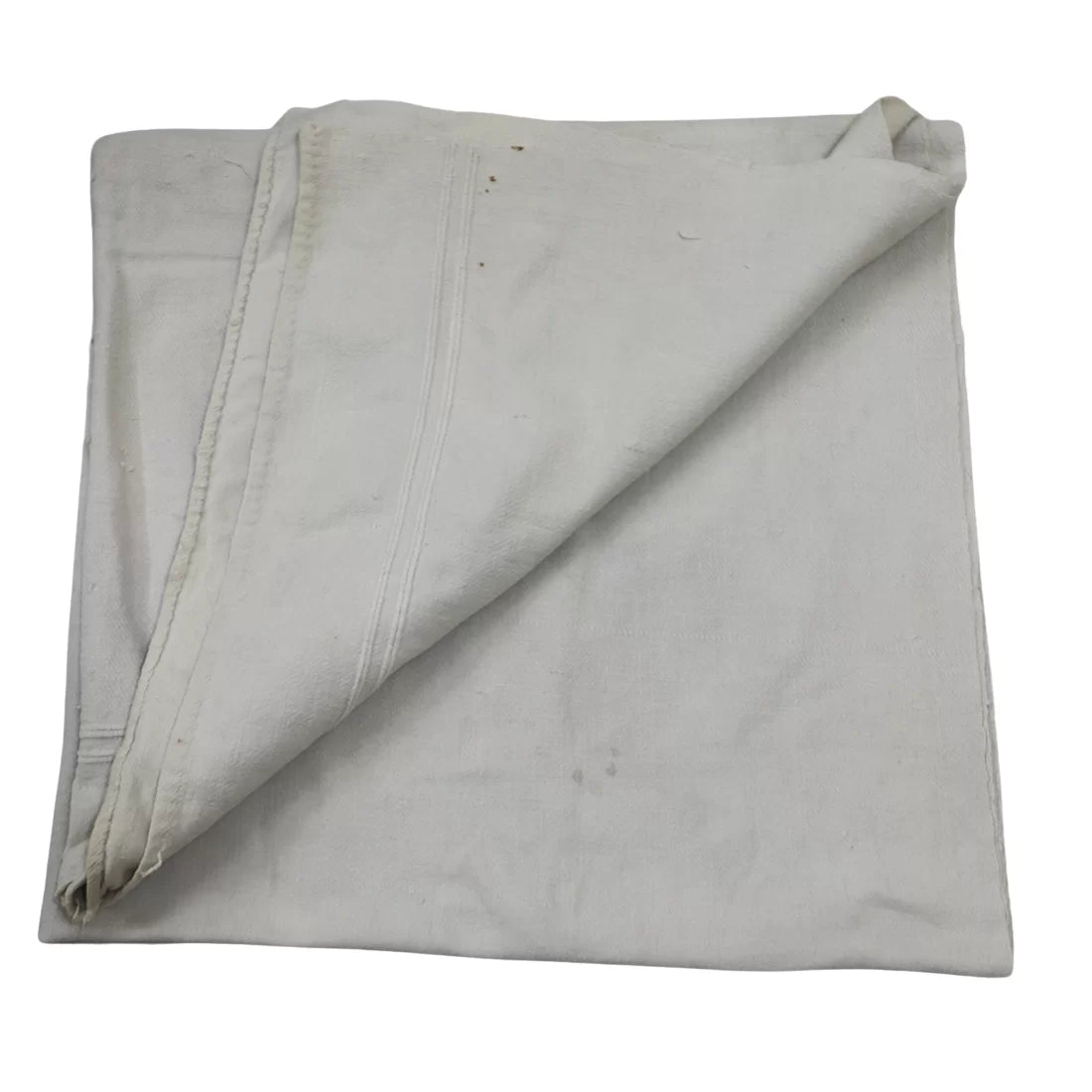 Vintage White Cotton Throw — Handspun Yarn, Double Panel Pit-Loom (Early 20th Century)