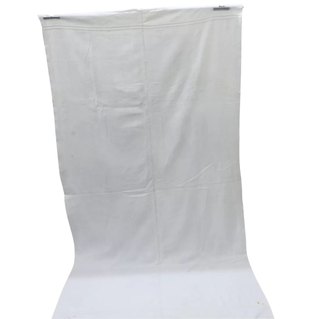 Vintage White Cotton Throw — Handspun Yarn, Double Panel Pit-Loom (Early 20th Century)