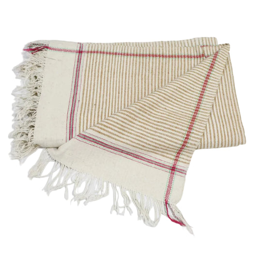 Vintage Indian Stripe Cotton Throw | Double Panel Handloom Heritage