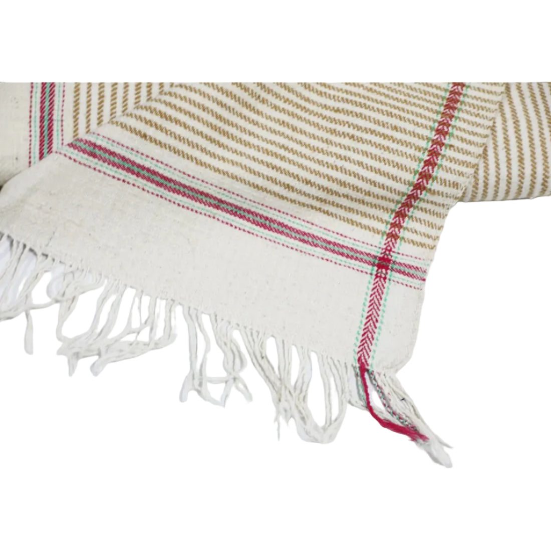 Vintage Indian Cotton Throw — Double Panel Stripe Handloom (Early 20th Century)