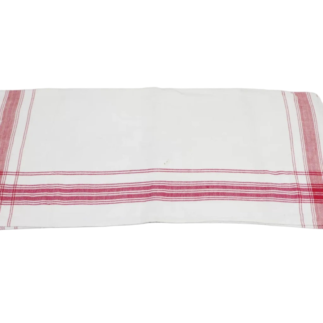 Vintage Indian Khes — White Cotton with Woven Red Border (Early 20th Century)