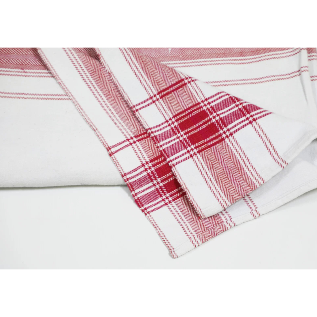 Vintage Indian Khes — White Cotton with Woven Red Border (Early 20th Century)