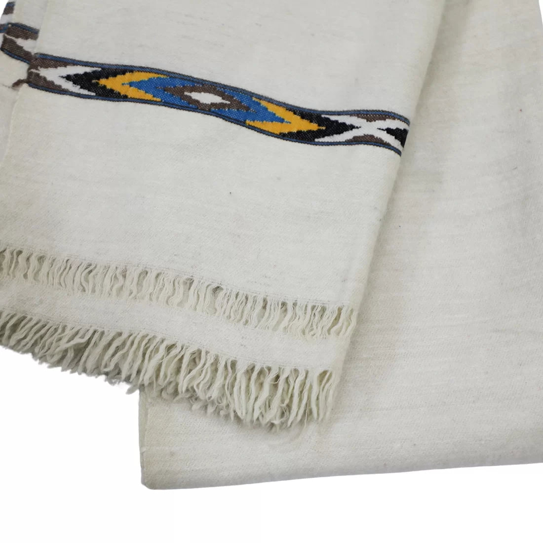 Vintage Angora Wool Shawl | Tapestry Woven India Heritage Textile