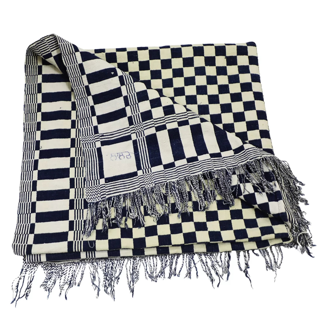 Vintage Indigo Cotton Khes Throw | 19th Century Sindh Pit-Loom