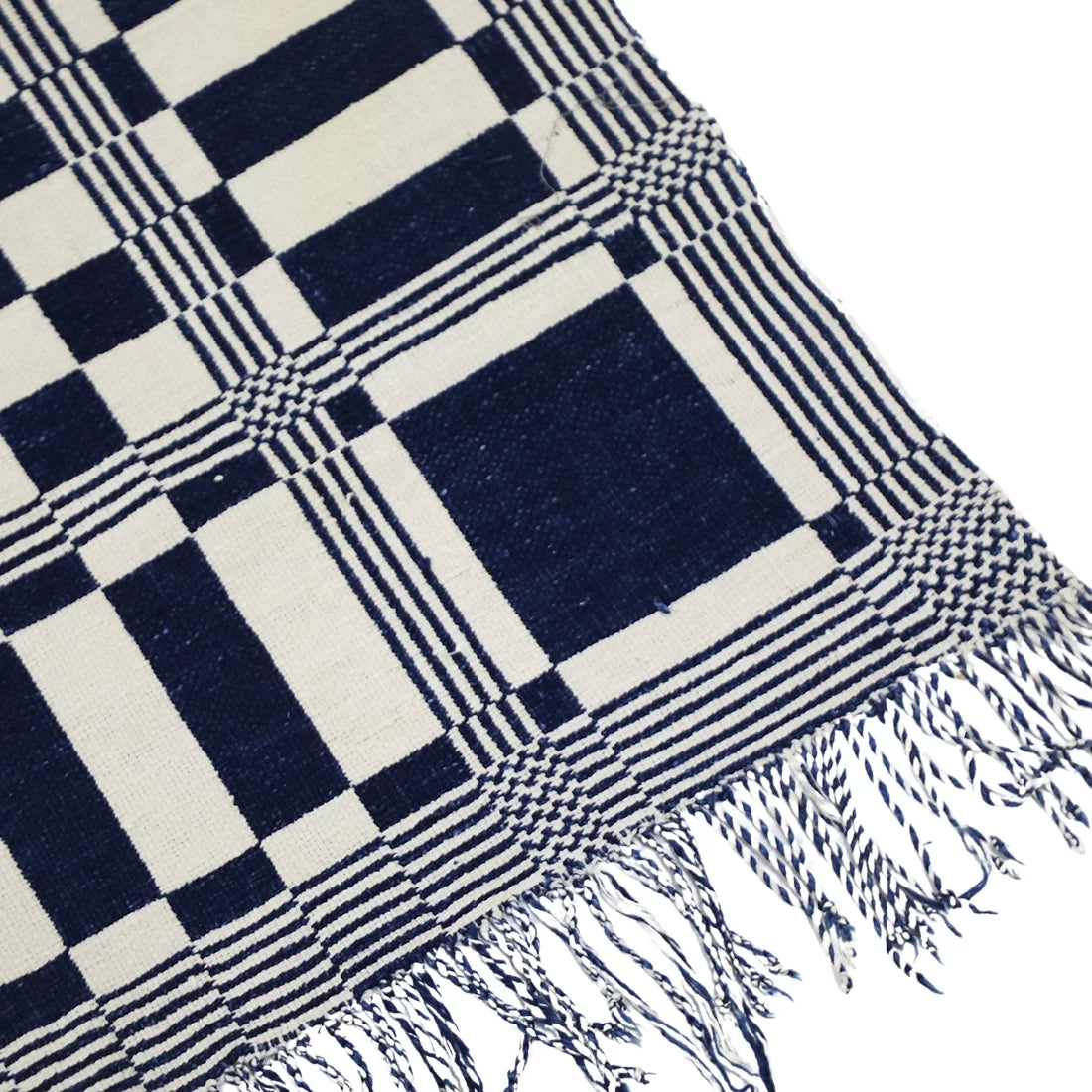 Vintage Cotton Khes Throw — Natural Indigo Dye, Pit-Loom Woven (19th Century Sindh)