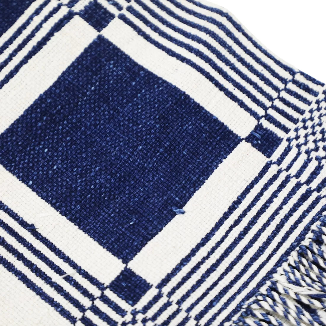 Vintage Cotton Khes Throw — Natural Indigo Dye, Pit-Loom Woven (19th Century Sindh)