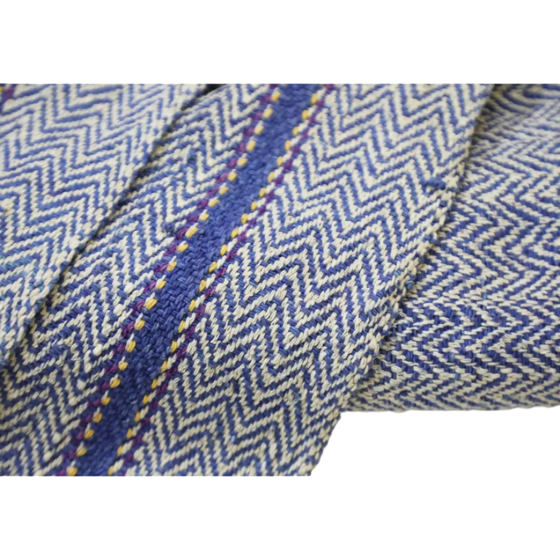 Vintage Indian Cotton Throw — Herringbone Weave, Natural Indigo (Early 20th Century)