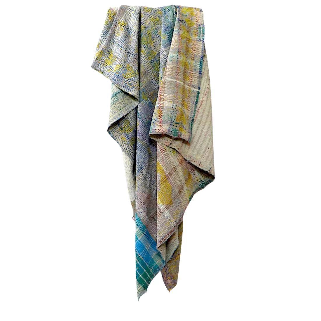 Soft Pastel Patchwork Vintage Kantha Textile