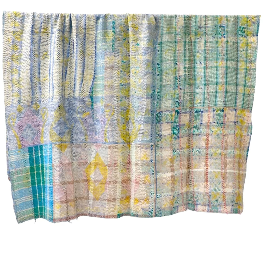 Soft Pastel Patchwork Vintage Kantha Textile