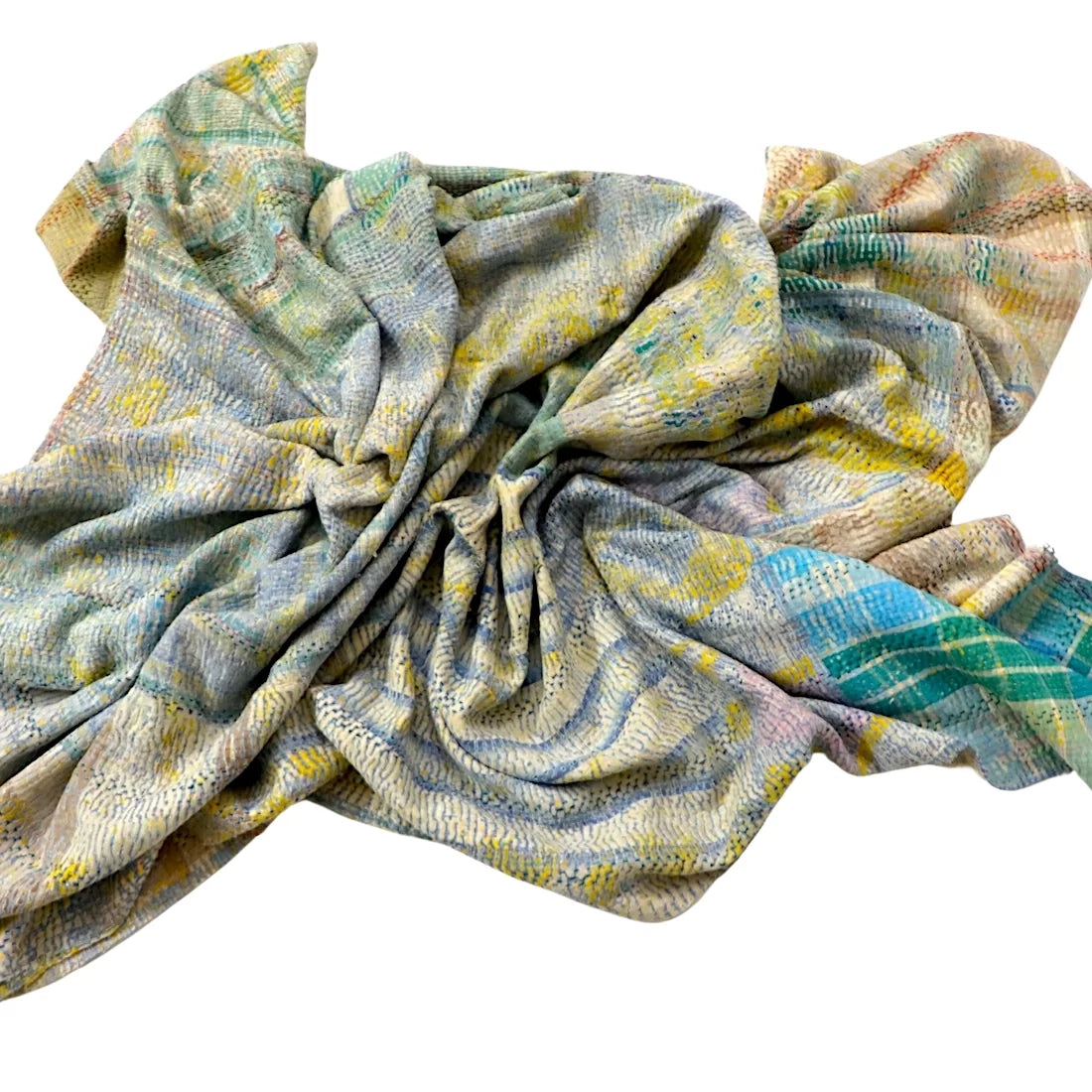 Soft Pastel Patchwork Vintage Kantha Textile