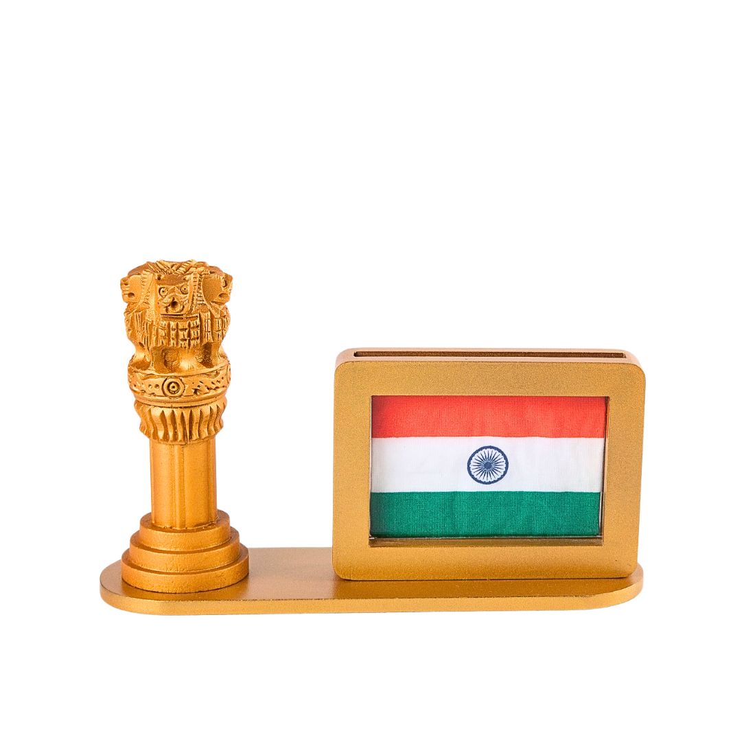 Handcrafted Wooden Indian Flag with Ashoka Pillar – Car & Desk Décor