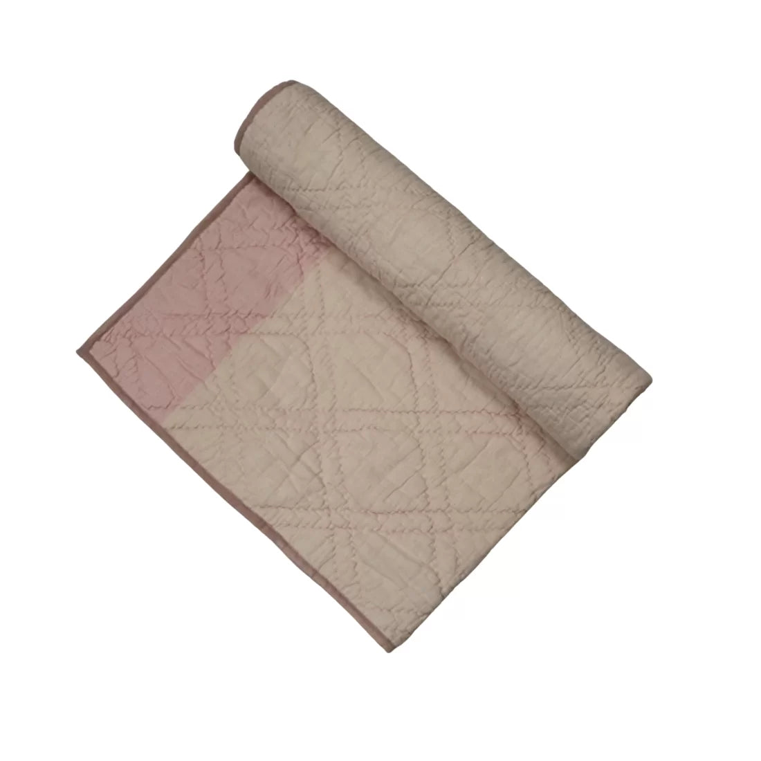 Baby Kantha Quilt in Pink – Marshmallow Collection | Handwoven Cotton