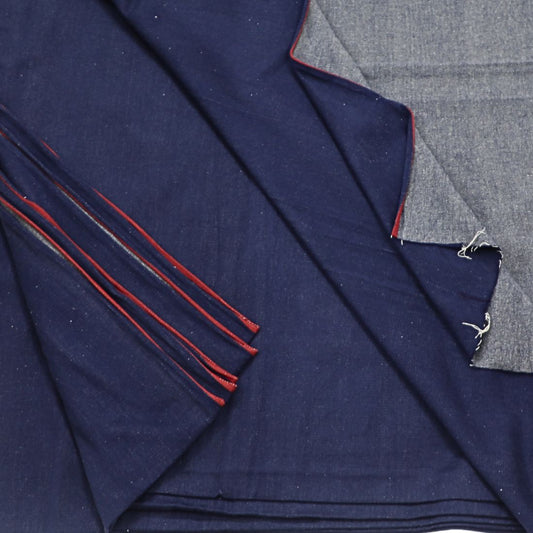 Shop 9 Oz dark indigo handloom denim fabric, plant-based natural dye, 100% Desi cotton, red selvedge. Made by rural artisans of India. Limited edition. 